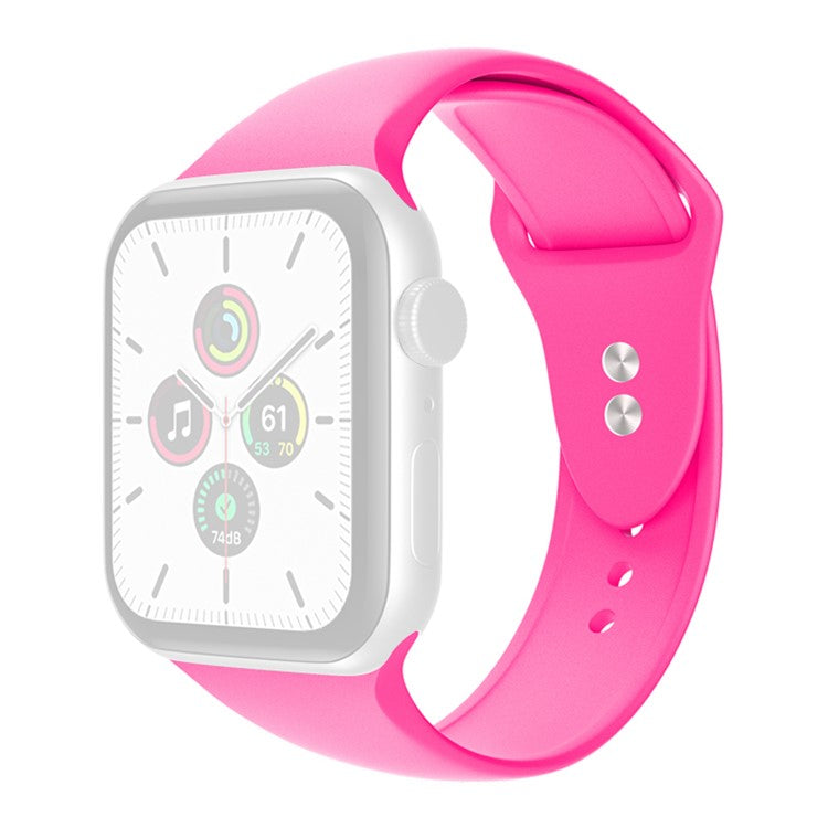 For Apple Watch Series 10 46mm / Ultra 2 Ultra 49mm / Series 9 8 7 45mm / SE (2023) SE (2022) SE 6 5 4 44mm / 3 2 1 42mm Adjustable Silicone Watch Strap with Double Buttons Buckle, Size L - Barbie Pink