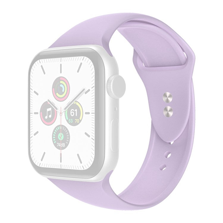 For Apple Watch Series 10 46mm / Ultra 2 Ultra 49mm / Series 9 8 7 45mm / SE (2023) SE (2022) SE 6 5 4 44mm / 3 2 1 42mm Adjustable Silicone Watch Strap with Double Buttons Buckle, Size L - Light Purple