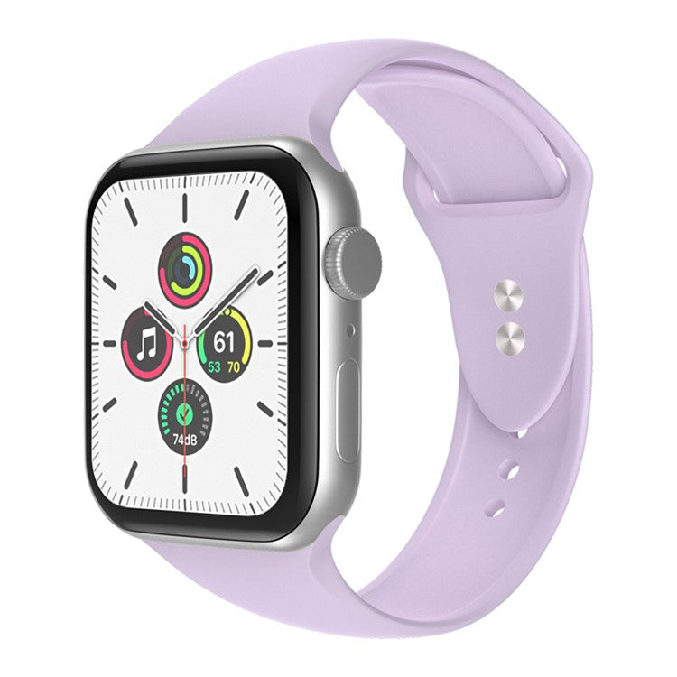 For Apple Watch Series 10 46mm / Ultra 2 Ultra 49mm / Series 9 8 7 45mm / SE (2023) SE (2022) SE 6 5 4 44mm / 3 2 1 42mm Adjustable Silicone Watch Strap with Double Buttons Buckle, Size L - Light Purple