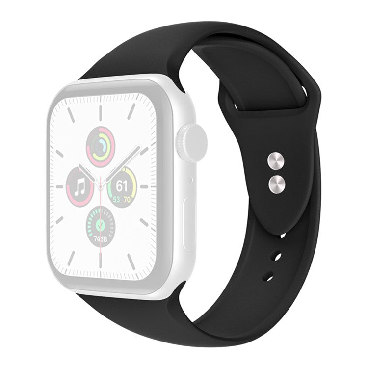 For Apple Watch Series 10 42mm / 9 8 7 41mm / 6 5 4 SE SE (2022) SE (2023) 40mm / 3 2 1 38mm Smart Watch Silicone Strap Watchband Replacement with Double Buttons Buckle, Size L - Black