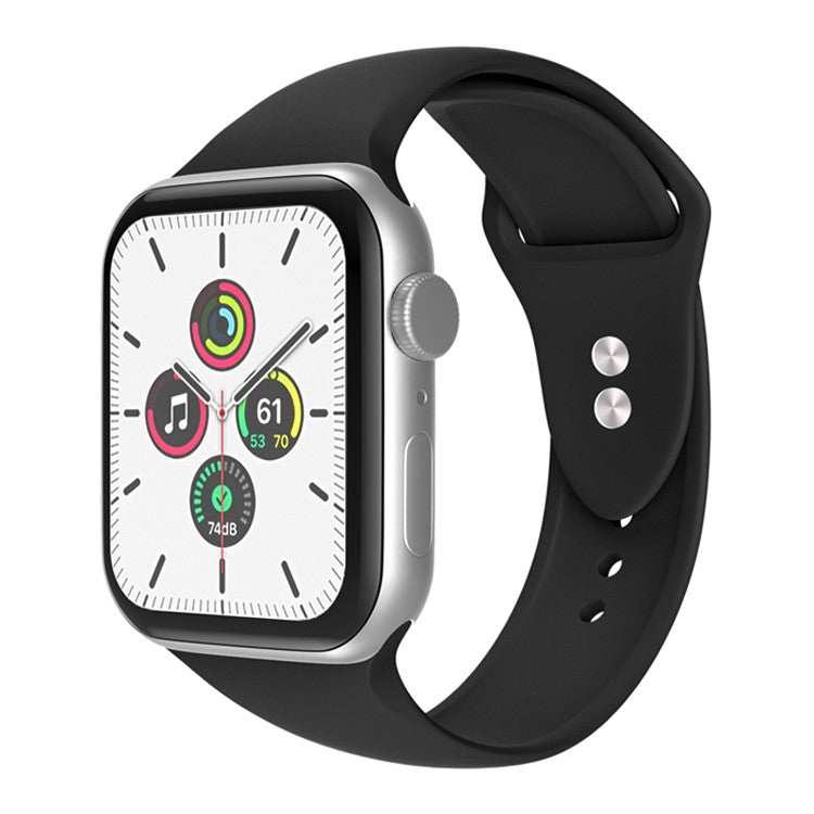 For Apple Watch Series 10 42mm / 9 8 7 41mm / 6 5 4 SE SE (2022) SE (2023) 40mm / 3 2 1 38mm Smart Watch Silicone Strap Watchband Replacement with Double Buttons Buckle, Size L - Black