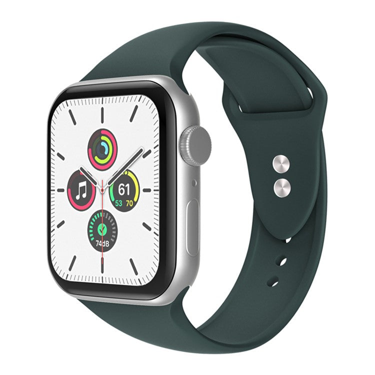 For Apple Watch Series 10 42mm / 9 8 7 41mm / 6 5 4 SE SE (2022) SE (2023) 40mm / 3 2 1 38mm Smart Watch Silicone Strap Watchband Replacement with Double Buttons Buckle, Size L - Blackish Green