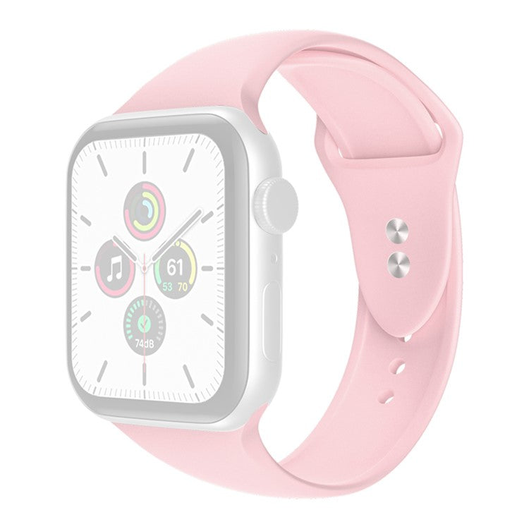 For Apple Watch Series 10 42mm / 9 8 7 41mm / 6 5 4 SE SE (2022) SE (2023) 40mm / 3 2 1 38mm Smart Watch Silicone Strap Watchband Replacement with Double Buttons Buckle, Size L - Pink