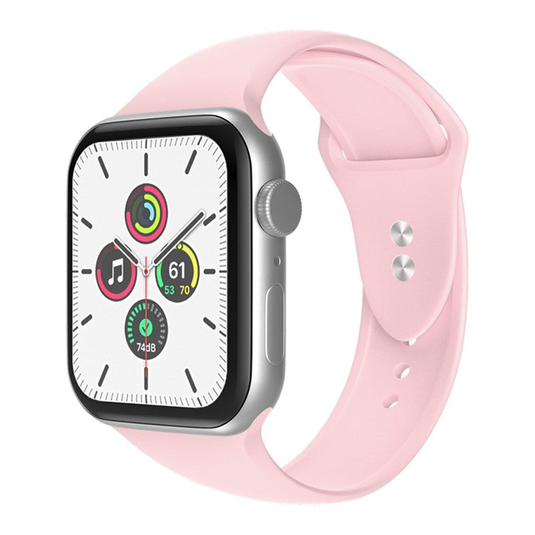 For Apple Watch Series 10 42mm / 9 8 7 41mm / 6 5 4 SE SE (2022) SE (2023) 40mm / 3 2 1 38mm Smart Watch Silicone Strap Watchband Replacement with Double Buttons Buckle, Size L - Pink