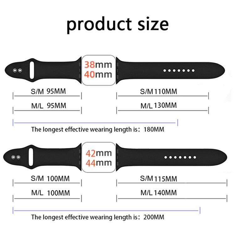 For Apple Watch Series 10 42mm / 9 8 7 41mm / 6 5 4 SE SE (2022) SE (2023) 40mm / 3 2 1 38mm Smart Watch Silicone Strap Watchband Replacement with Double Buttons Buckle, Size L - Pink