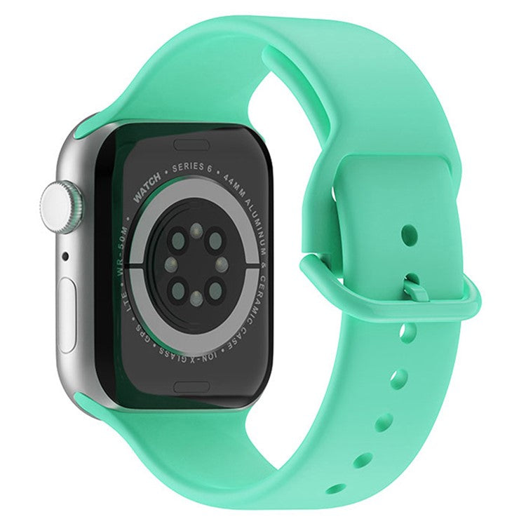 For Apple Watch Series 10 42mm / 9 8 7 41mm / 6 5 4 SE SE (2022) SE (2023) 40mm / 3 2 1 38mm Silicone Watch Band Pin Buckle Wrist Strap Replacement - Light Green
