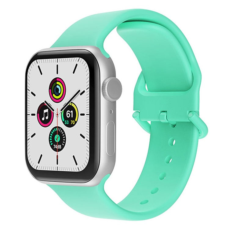 For Apple Watch Series 10 42mm / 9 8 7 41mm / 6 5 4 SE SE (2022) SE (2023) 40mm / 3 2 1 38mm Silicone Watch Band Pin Buckle Wrist Strap Replacement - Light Green