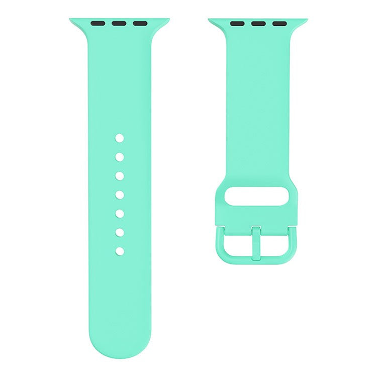 For Apple Watch Series 10 42mm / 9 8 7 41mm / 6 5 4 SE SE (2022) SE (2023) 40mm / 3 2 1 38mm Silicone Watch Band Pin Buckle Wrist Strap Replacement - Light Green