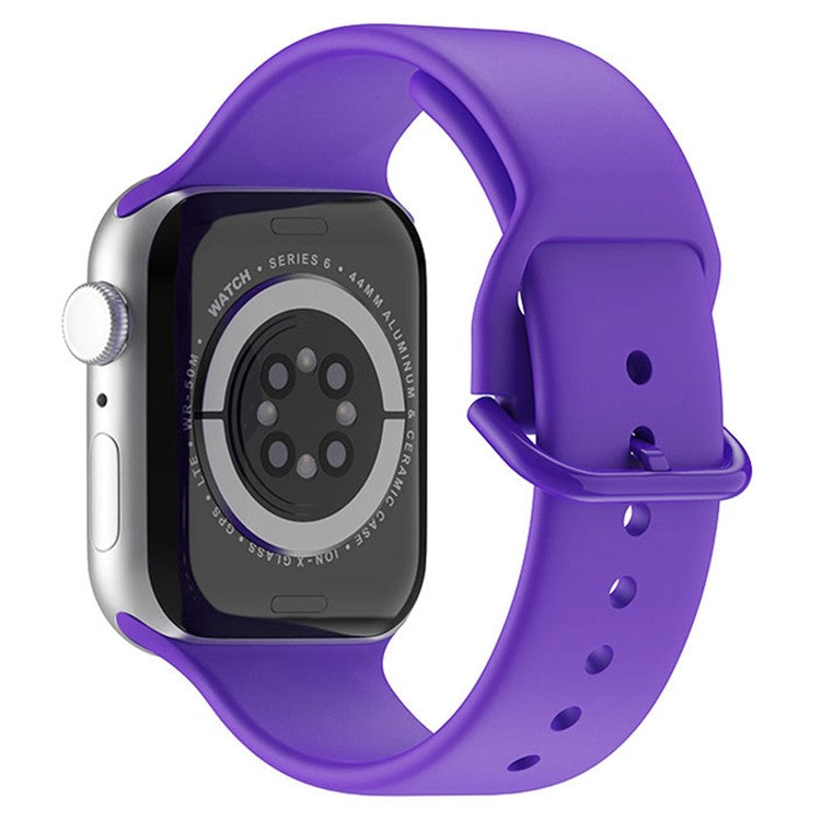 For Apple Watch Series 10 42mm / 9 8 7 41mm / 6 5 4 SE SE (2022) SE (2023) 40mm / 3 2 1 38mm Silicone Watch Band Pin Buckle Wrist Strap Replacement - Purple