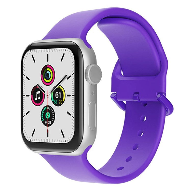 For Apple Watch Series 10 42mm / 9 8 7 41mm / 6 5 4 SE SE (2022) SE (2023) 40mm / 3 2 1 38mm Silicone Watch Band Pin Buckle Wrist Strap Replacement - Purple