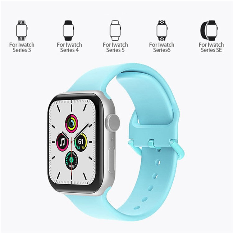 For Apple Watch Series 10 42mm / 9 8 7 41mm / 6 5 4 SE SE (2022) SE (2023) 40mm / 3 2 1 38mm Silicone Watch Band Pin Buckle Wrist Strap Replacement - Purple