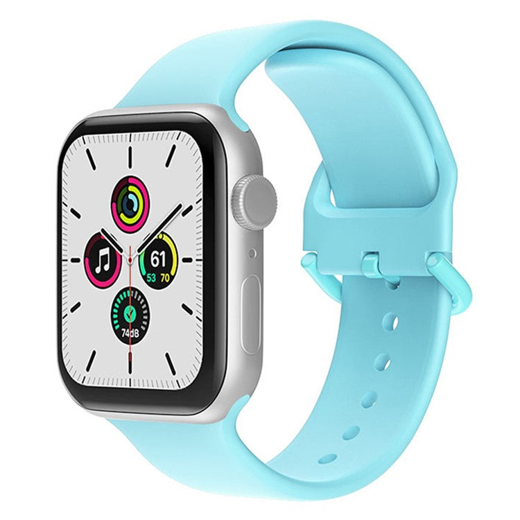 For Apple Watch Series 10 46mm / Ultra 2 Ultra 49mm / Series 9 8 7 45mm / SE (2023) SE (2022) SE 6 5 4 44mm / 3 2 1 42mm Silicone Watch Band Pin Buckle Quick Release Wrist Strap Replacement - Baby Blue