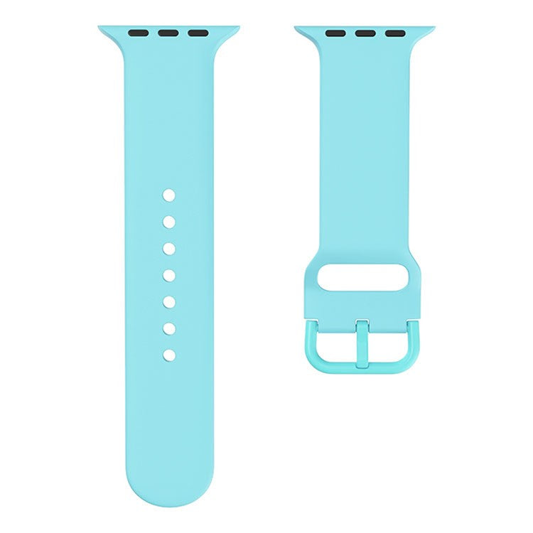 For Apple Watch Series 10 46mm / Ultra 2 Ultra 49mm / Series 9 8 7 45mm / SE (2023) SE (2022) SE 6 5 4 44mm / 3 2 1 42mm Silicone Watch Band Pin Buckle Quick Release Wrist Strap Replacement - Baby Blue
