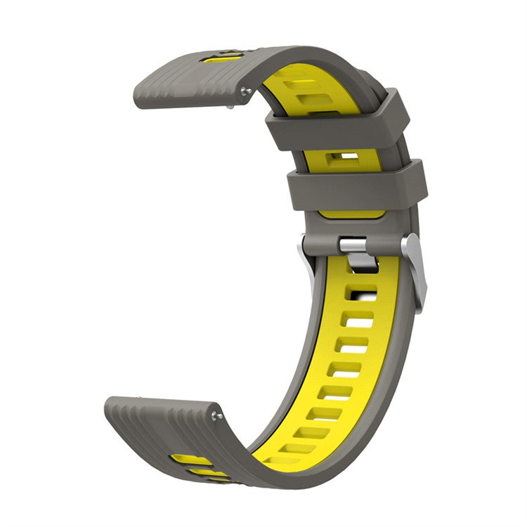 For Samsung Galaxy Watch6 40mm 44mm / Watch6 Classic 43mm 47mm / Watch 5 40mm 44mm / 5 Pro 45mm / Watch4 40mm 44mm Dual Color Watch Band 20mm Silicone Breathable Adjustable Sport Strap - Grey / Yellow