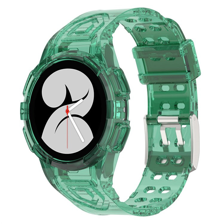 For Samsung Galaxy Watch4 44mm Smart Watch Soft TPU Replacement Strap Integrated with Watch Case - Transparent Green