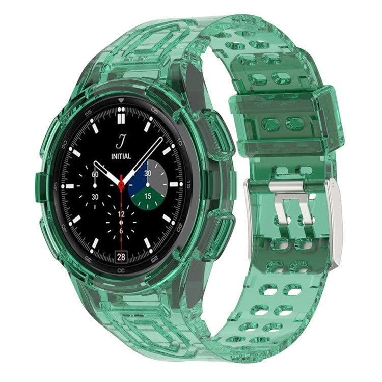 For Samsung Galaxy Watch4 Classic 46mm Smart Watch Strap Soft TPU Wrist Band Integrated with Watch Case - Transparent Green