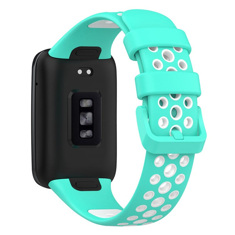 For Xiaomi Mi Band 7 Pro Dual Color Watch Strap Adjustable Silicone Watchband Replacement - Cyan / White