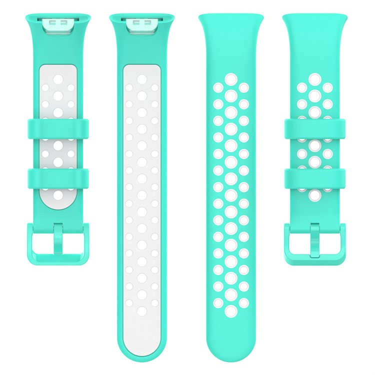 For Xiaomi Mi Band 7 Pro Dual Color Watch Strap Adjustable Silicone Watchband Replacement - Cyan / White