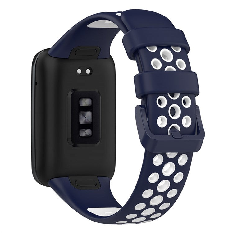 For Xiaomi Mi Band 7 Pro Dual Color Watch Strap Adjustable Silicone Watchband Replacement - Midnight Blue / White