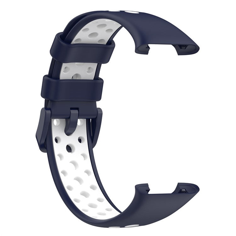 For Xiaomi Mi Band 7 Pro Dual Color Watch Strap Adjustable Silicone Watchband Replacement - Midnight Blue / White