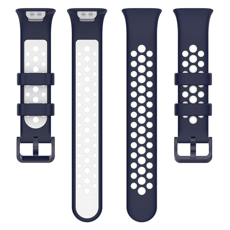 For Xiaomi Mi Band 7 Pro Dual Color Watch Strap Adjustable Silicone Watchband Replacement - Midnight Blue / White
