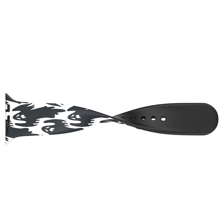 For Apple Watch Series 10 46mm / Ultra 2 Ultra 49mm / Series 9 8 7 45mm / SE (2023) SE (2022) SE 6 5 4 44mm / 3 2 1 42mm Halloween Pattern Watch Band Silicone Wrist Strap, Size: S / M - Red Spiders