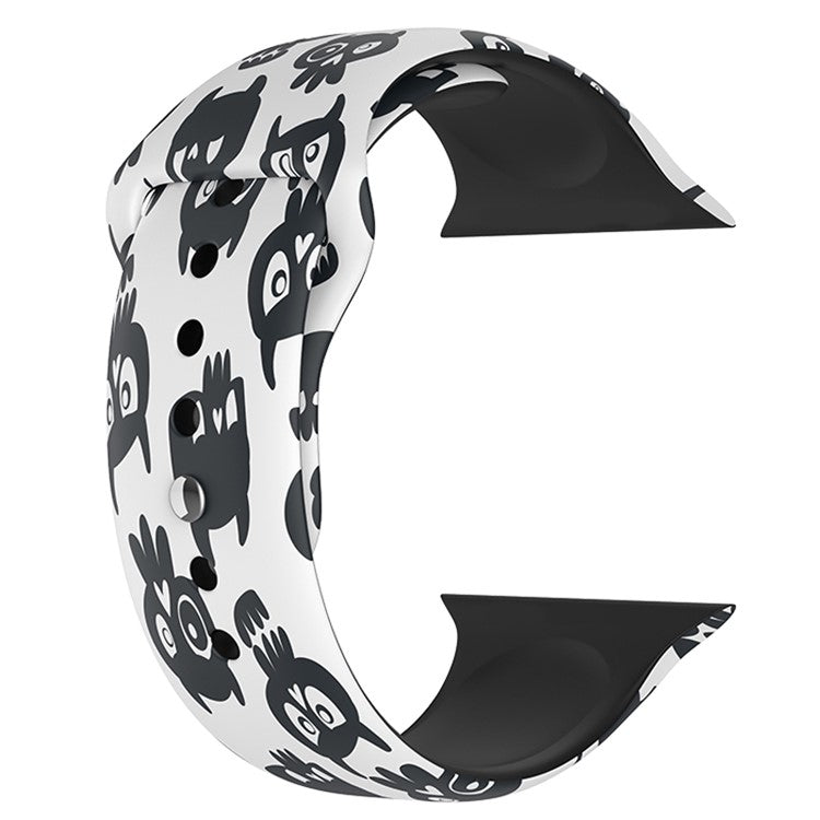 For Apple Watch Series 10 46mm / Ultra 2 Ultra 49mm / Series 9 8 7 45mm / SE (2023) SE (2022) SE 6 5 4 44mm / 3 2 1 42mm Halloween Pattern Watch Band Silicone Wrist Strap, Size: S / M - Little Devils