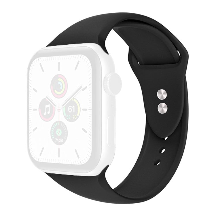 For Apple Watch Series 10 46mm / Ultra 2 Ultra 49mm / 9 8 7 45mm / SE (2023) SE (2022) SE 6 5 4 44mm / 3 2 1 42mm Wrist Strap Silicone Watchband with Double Buttons Buckle, Size S / M - Black