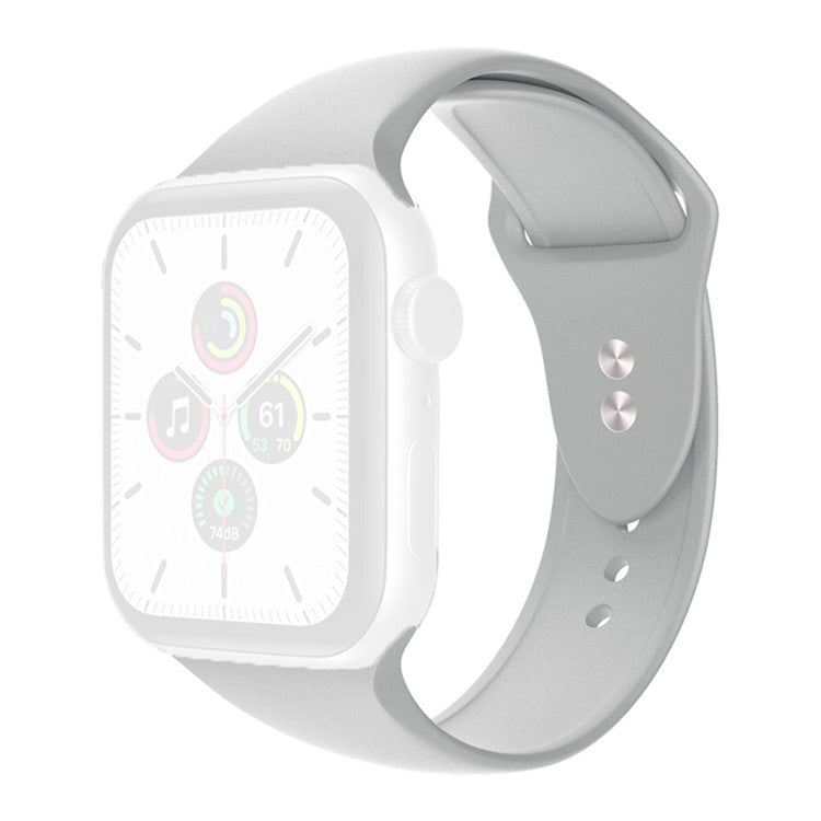 For Apple Watch Series 10 46mm / Ultra 2 Ultra 49mm / 9 8 7 45mm / SE (2023) SE (2022) SE 6 5 4 44mm / 3 2 1 42mm Wrist Strap Silicone Watchband with Double Buttons Buckle, Size S / M - Light Grey