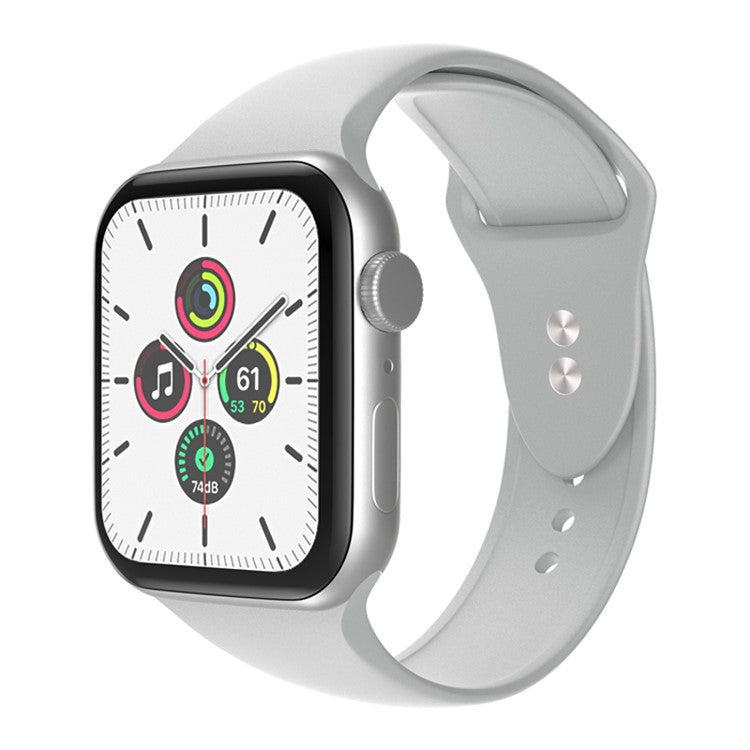 For Apple Watch Series 10 46mm / Ultra 2 Ultra 49mm / 9 8 7 45mm / SE (2023) SE (2022) SE 6 5 4 44mm / 3 2 1 42mm Wrist Strap Silicone Watchband with Double Buttons Buckle, Size S / M - Light Grey