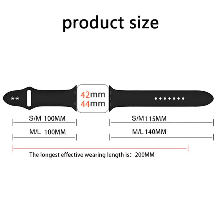 For Apple Watch Series 10 46mm / Ultra 2 Ultra 49mm / 9 8 7 45mm / SE (2023) SE (2022) SE 6 5 4 44mm / 3 2 1 42mm Wrist Strap Silicone Watchband with Double Buttons Buckle, Size S / M - Light Grey