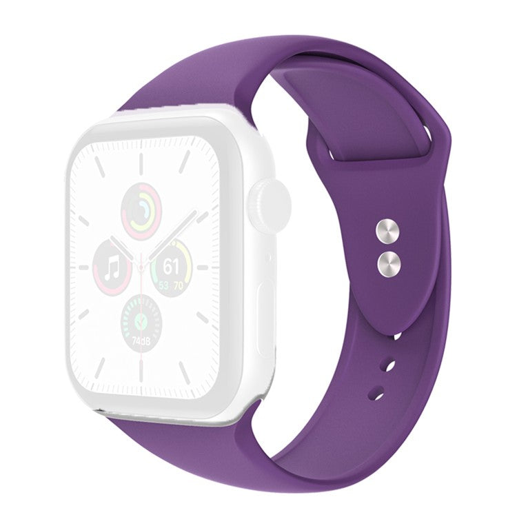 For Apple Watch Series 10 42mm / 9 8 7 41mm / 6 5 4 SE SE (2022) SE (2023) 40mm / 3 2 1 38mm Watch Band Replacement Soft Silicone Sport Strap with Double Buttons Buckle, Size S / M - Purple