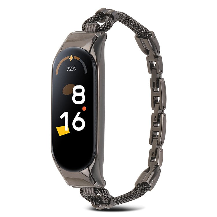 For Xiaomi Mi Band 7 Smart Watch Replacement Strap with Watch Case Delicate Copper Chain Metal Watchband - Black