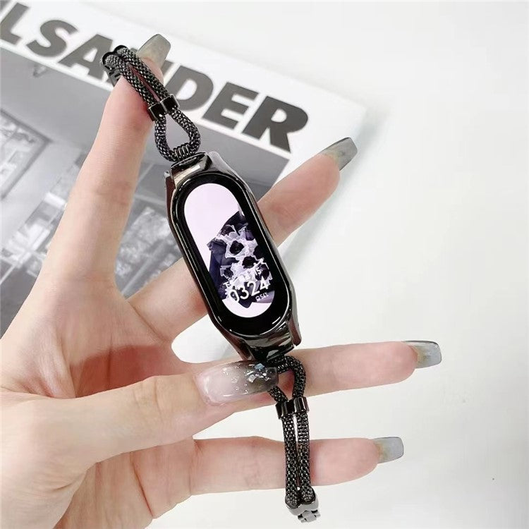 For Xiaomi Mi Band 7 Smart Watch Replacement Strap with Watch Case Delicate Copper Chain Metal Watchband - Black