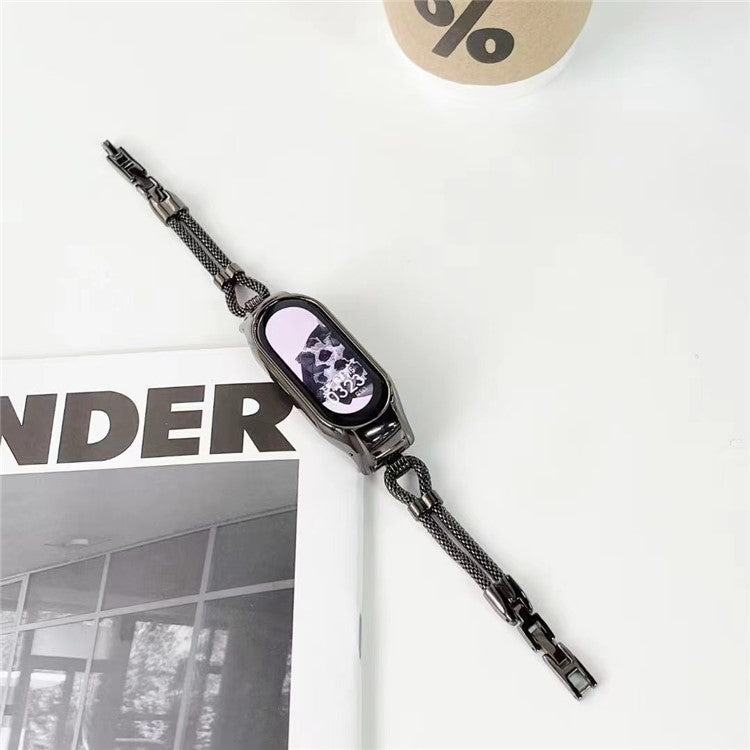 For Xiaomi Mi Band 7 Smart Watch Replacement Strap with Watch Case Delicate Copper Chain Metal Watchband - Black