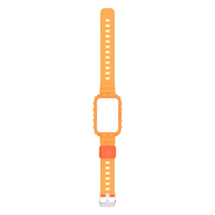 For Xiaomi Mi Band 7 Pro Solid Color Silicone Smart Watch Band with Integrated Watch Case Clear Replacement Wrist Strap - Transparent Orange