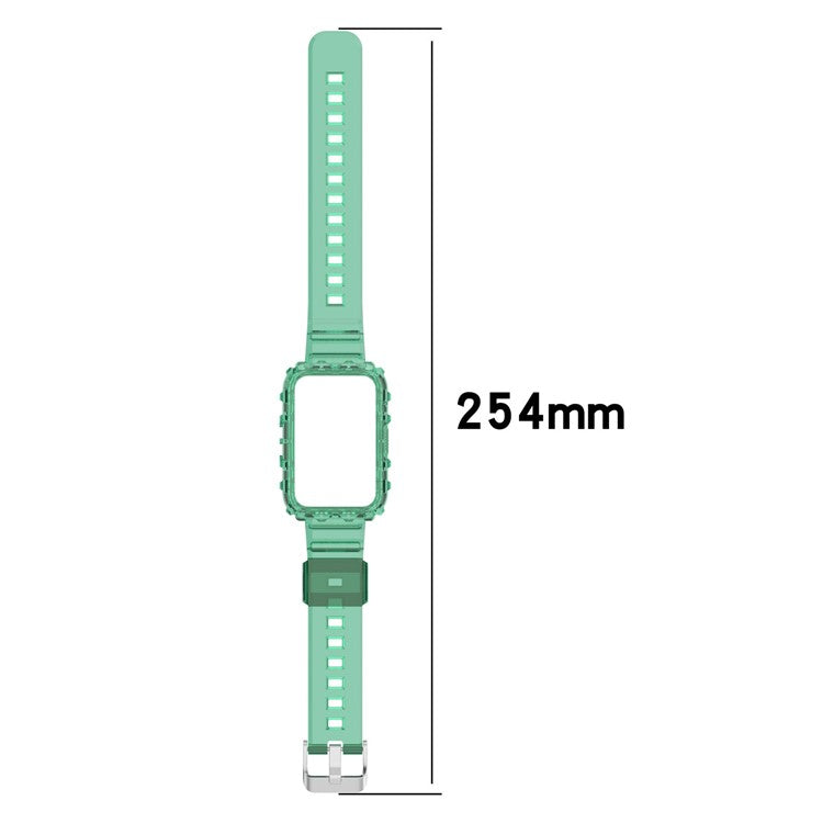 For Xiaomi Mi Band 7 Pro Solid Color Silicone Smart Watch Band with Integrated Watch Case Clear Replacement Wrist Strap - Transparent Orange