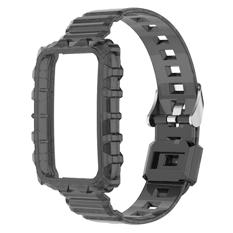 For Xiaomi Mi Band 7 Pro Solid Color Silicone Smart Watch Band with Integrated Watch Case Clear Replacement Wrist Strap - Transparent Black