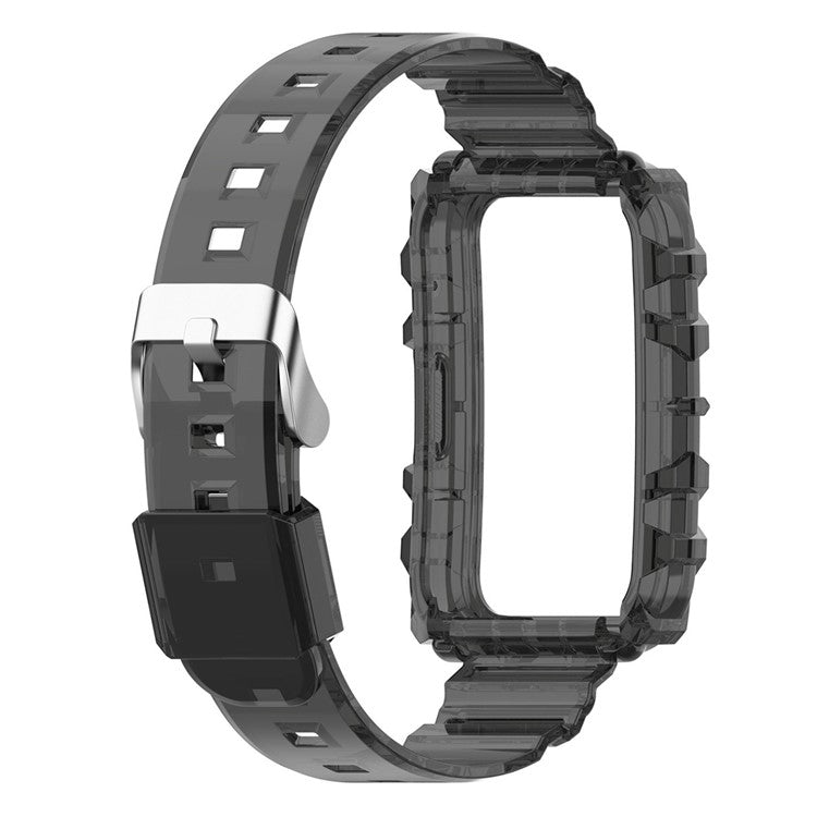 For Xiaomi Mi Band 7 Pro Solid Color Silicone Smart Watch Band with Integrated Watch Case Clear Replacement Wrist Strap - Transparent Black