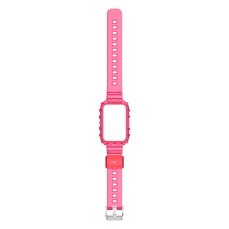 For Xiaomi Mi Band 7 Pro Solid Color Silicone Smart Watch Band with Integrated Watch Case Clear Replacement Wrist Strap - Transparent Rose