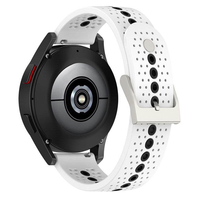 For Samsung Galaxy Watch 5 Pro 45mm / Huami Amazfit Bip 3 / 3 Pro Silicone Watch Band 20mm Dual Color Wrist Strap Replacement - White / Black