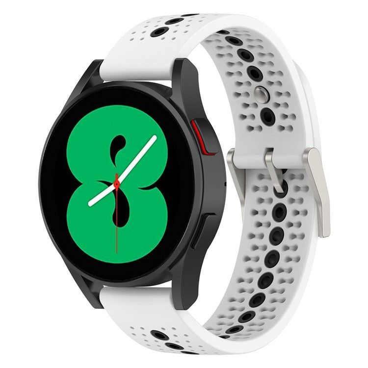 For Samsung Galaxy Watch 5 Pro 45mm / Huami Amazfit Bip 3 / 3 Pro Silicone Watch Band 20mm Dual Color Wrist Strap Replacement - White / Black