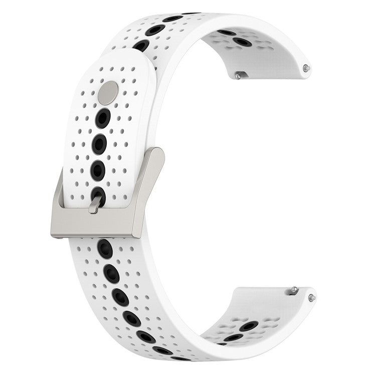 For Samsung Galaxy Watch 5 Pro 45mm / Huami Amazfit Bip 3 / 3 Pro Silicone Watch Band 20mm Dual Color Wrist Strap Replacement - White / Black