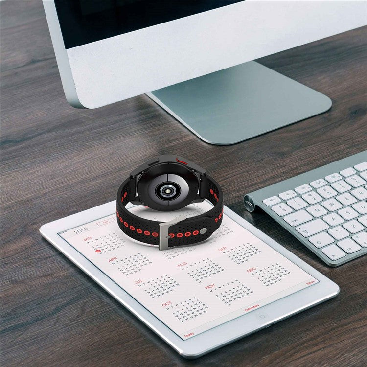 For Samsung Galaxy Watch 5 Pro 45mm / Huami Amazfit Bip 3 / 3 Pro Silicone Watch Band 20mm Dual Color Wrist Strap Replacement - White / Black