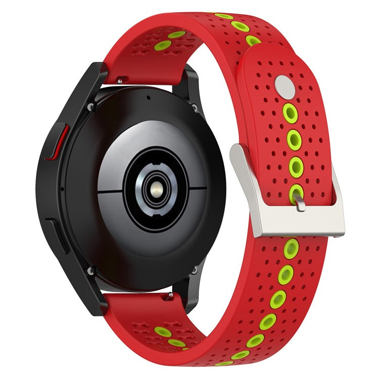 For Samsung Galaxy Watch 5 Pro 45mm / Huami Amazfit Bip 3 / 3 Pro Silicone Watch Band 20mm Dual Color Wrist Strap Replacement - Red / Green