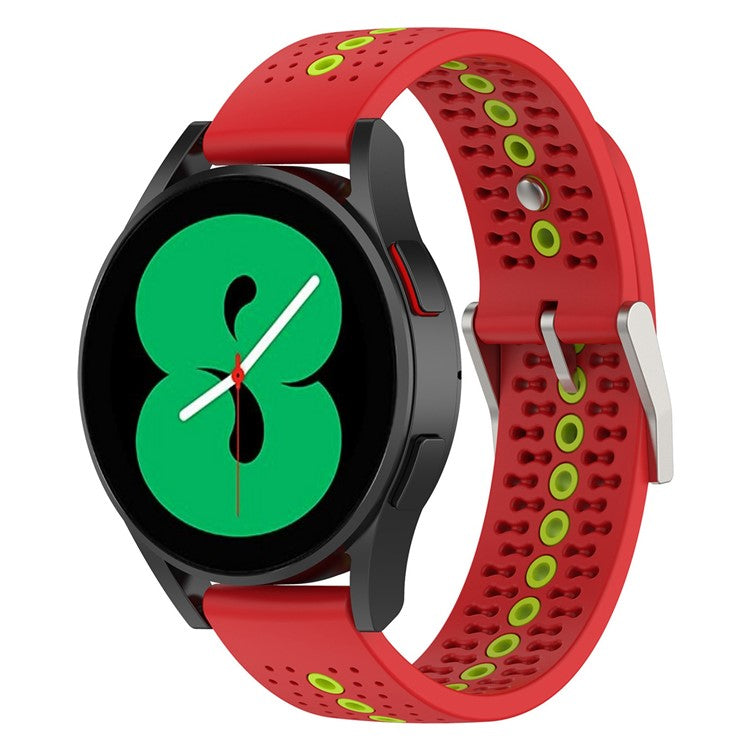For Samsung Galaxy Watch 5 Pro 45mm / Huami Amazfit Bip 3 / 3 Pro Silicone Watch Band 20mm Dual Color Wrist Strap Replacement - Red / Green