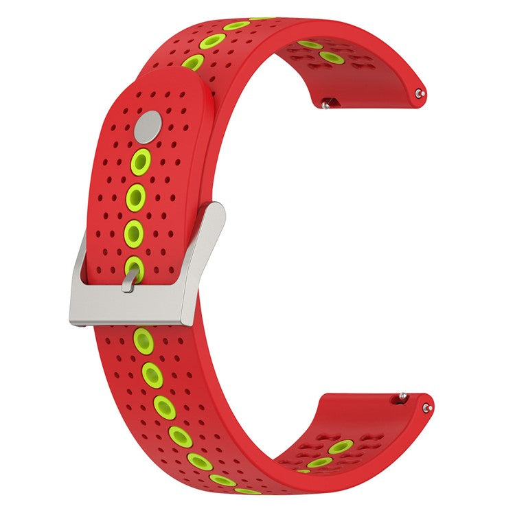 For Samsung Galaxy Watch 5 Pro 45mm / Huami Amazfit Bip 3 / 3 Pro Silicone Watch Band 20mm Dual Color Wrist Strap Replacement - Red / Green
