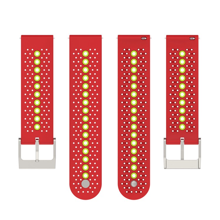 For Samsung Galaxy Watch 5 Pro 45mm / Huami Amazfit Bip 3 / 3 Pro Silicone Watch Band 20mm Dual Color Wrist Strap Replacement - Red / Green