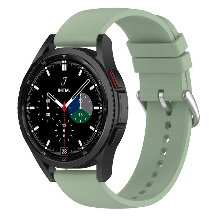 For Samsung Galaxy Watch 5 Pro 45mm / Huami Amazfit Bip 3 / 3 Pro Silicone Watch Band 20mm Adjustable Wrist Strap Adjustment - Silver Buckle / Lake Green