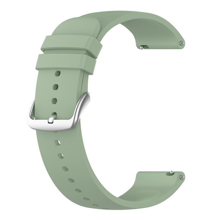 For Samsung Galaxy Watch 5 Pro 45mm / Huami Amazfit Bip 3 / 3 Pro Silicone Watch Band 20mm Adjustable Wrist Strap Adjustment - Silver Buckle / Lake Green